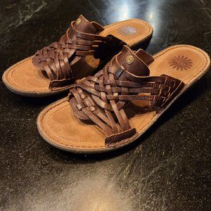 Ugg Australia Keala Brown Leather Slip On Sandals